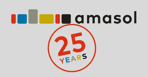 amasol logo with 25 years as a stamp